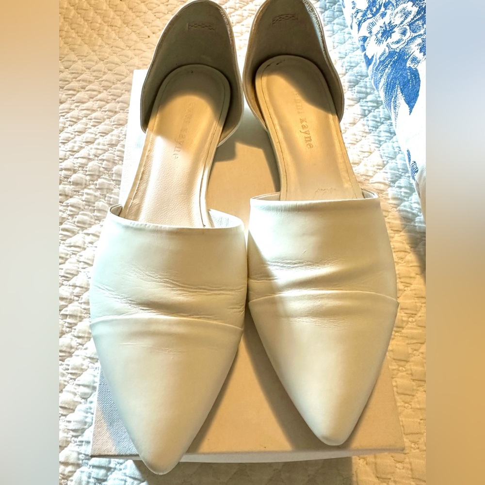 Jenni Kayne White Leather D’Orsay Flats